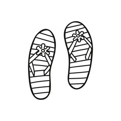 Vector summer flip flops. Stock isolated image on a white background in doodle style.