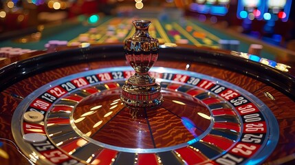 Roulette Betting: A close-up photo of a roulette wheel with the ball settling into a pocket