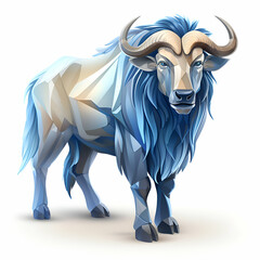 Blue yak isolated on white background.  illustration for your design.