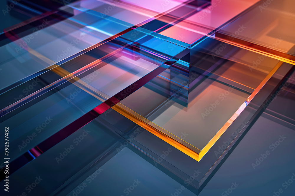 Wall mural close up horizontal image of colourful transparent glass layer shiny background