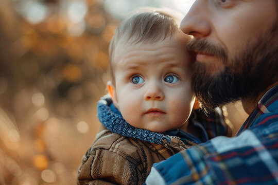 AI generative technology create photography of handsome man with his child