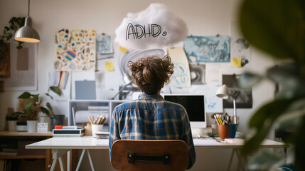 Clouded Mind: Illustrating ADHD Focus Difficulties Through a Man's Thoughts
