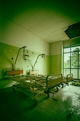 The abandoned old bloody hospital with surgery rooms