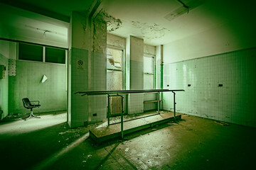 The abandoned old bloody hospital with surgery rooms