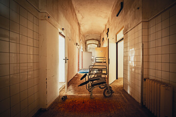 The abandoned old bloody hospital with surgery rooms