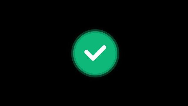 green power button green approval check mark icons in circle, checklist signs, flat checkmark approval badge,footage animation alpha channel transparent