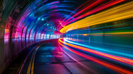 Colorful light exposure in a tunnel ..