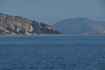 Fototapeta na wymiar Sea and panorama surrounding Tavolara island, Sardinia, Italy