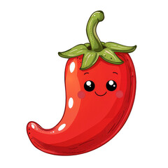 Cute Smiling Chili Pepper Cartoon Illustration