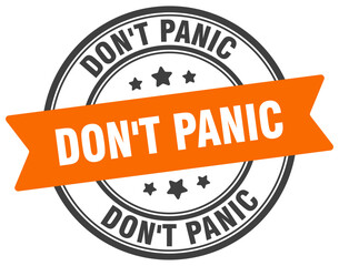 don't panic stamp. don't panic label on transparent background. round sign
