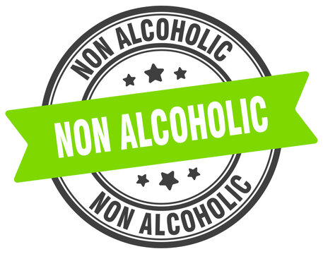 non alcoholic stamp. non alcoholic label on transparent background. round sign