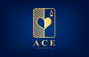 Ace of hearts logo vector. Playing cards design.