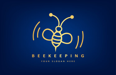 Bee logo vector. Beekeeping design. Insect illustration