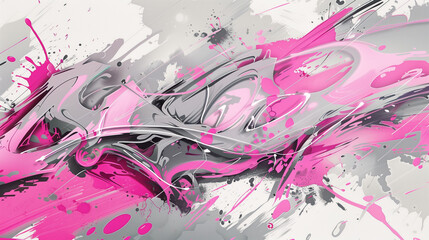 Grafiti rosa y gris dinámico con manchas 