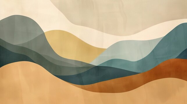Abstract fluid shapes soft colors ocean waves sky calming atmosphere golden lines depth composition artwork design projects wallpaper serenity tranquility vastness