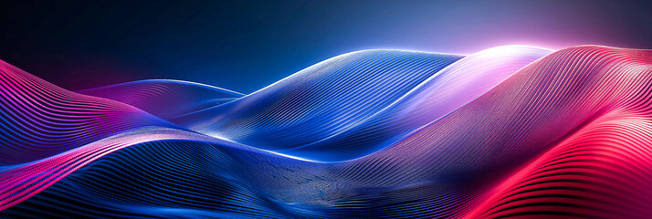 Abstract blue and red waves. Background for presentation design on the topic of advanced technologies. Banner, cover for business, corporate events, exhibition, holiday, seminar and negotiations