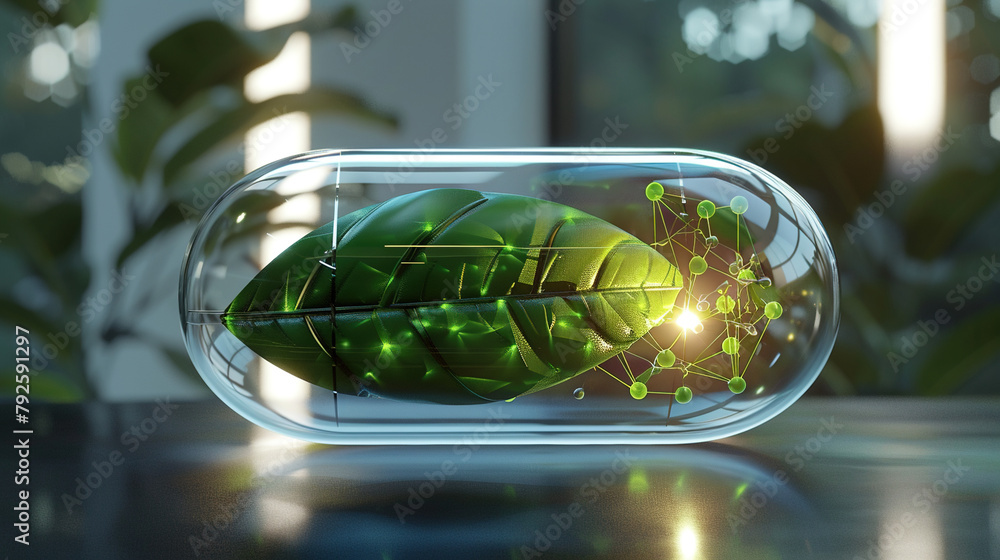 Poster visualize a transparent capsule that is both futuristic and elegant. within this capsule, include a 