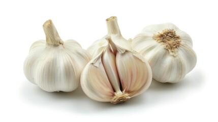 Vegetable garlic isolated on white background. Tasty healthy full of vitamins Generative AI