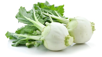Vegetable kohlrabi isolated on white background. Tasty healthy full of vitamins Generative AI