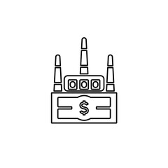 icon of the factory money, on a white background, vector illustration