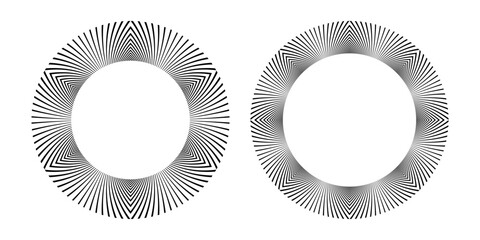 Radial Circular Patterns for Decorative Round Frames. Set of Circle Design Elements.