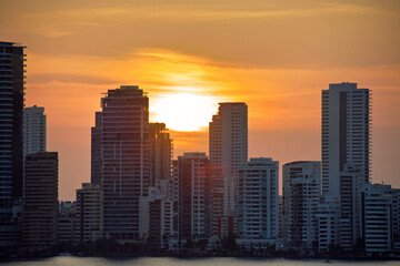sunset over the city of Cartagena