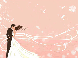 Bride and groom wedding invitation. 