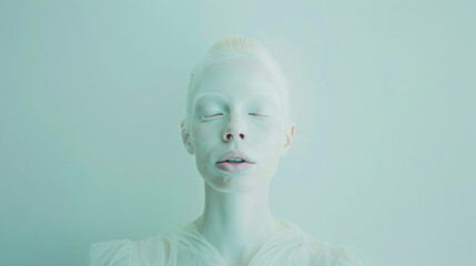 High-fashion albino portrait surreal futurism