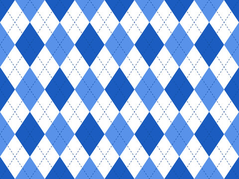 Blue white argyle pattern - seamless background