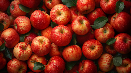Red ripe apples pattern background for market. Poster for apple sale and packaging.