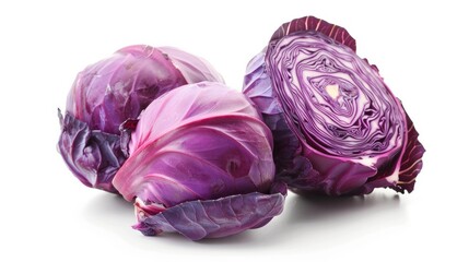 Vegetable redcabbage isolated on white background. Tasty healthy full of vitamins Generative AI