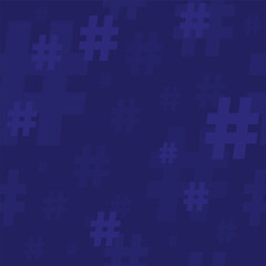 Hashtag sign blue seamless vector background