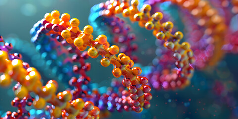 A background of DNA strands with an abstract science theme
