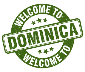 Welcome to Dominica stamp. Dominica round sign