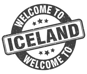 Welcome to Iceland stamp. Iceland round sign