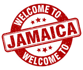 Welcome to Jamaica stamp. Jamaica round sign
