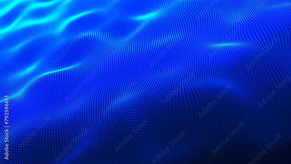 Poster futuristic particle wave. abstract technology background. big data visualization. 3d rendering.