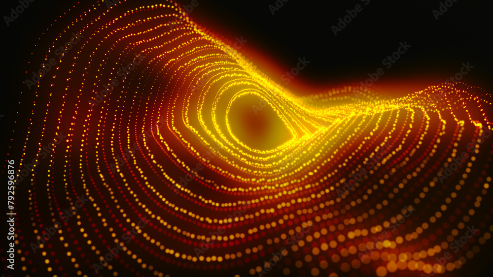 Poster technology background. abstract circular wave of particles. futuristic dotted wave. visualization of