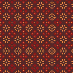 Dark maroon moroccan seamless pattern of rhombus tiles. Ethnic cozy floral mosaic for traditional fabric and wallpaper.
