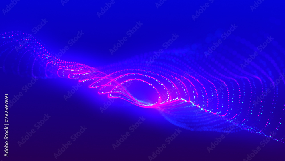 Poster technology background. abstract circular wave of particles. futuristic dotted wave. visualization of