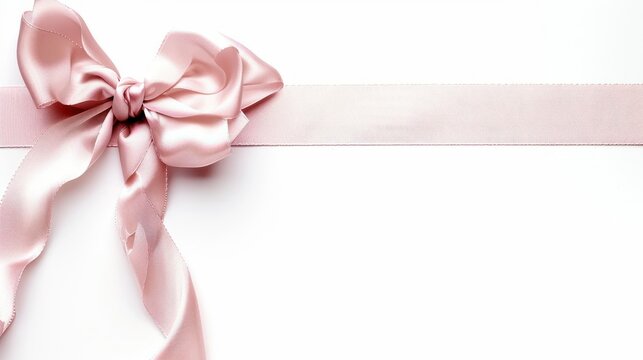 Dusty pink bow with black tiny polka dots on a white background. Dusty rose color. AI generated