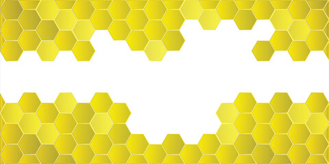 Honeycomb hexagon isolated on white background. Vector illustration. Yellow hexagon pattern look like honeycomb
