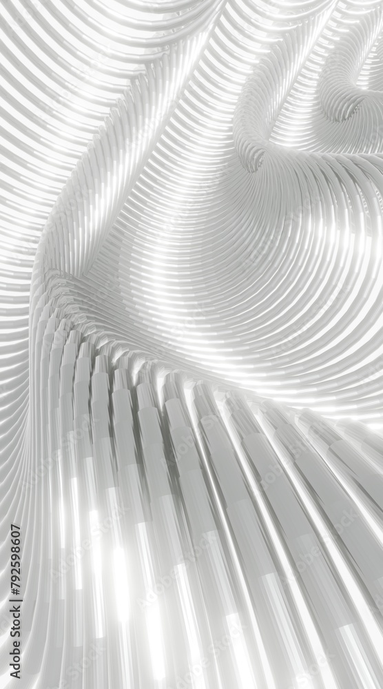 Poster abstract silver background curved pattern in design 3d render