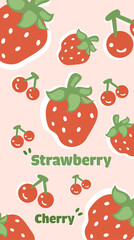 Hand drawn mobile phone wallpaper, cute fruit pattern