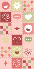 Hand drawn mobile phone wallpaper, cute floral pattern