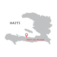 Haiti vector map illustration, country map silhouette with mark the capital city of Haiti inside isolated on white background. Every country in the world is here