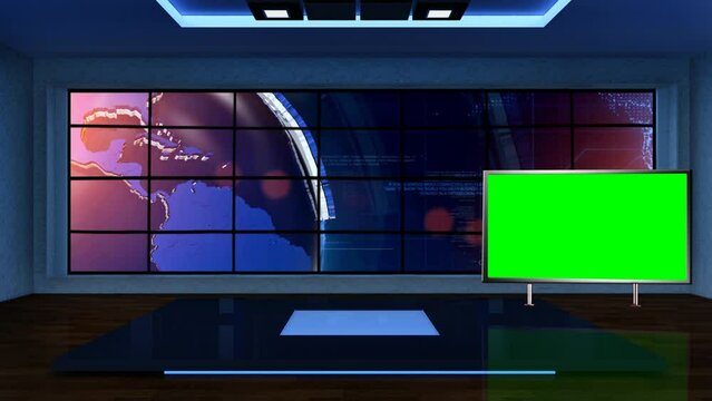 News TV Studio Set 357- Virtual Green Screen Background Loop