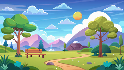 Obraz premium landscape scene of nature park at sunset time (4)