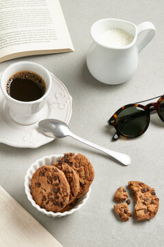Comforting coffee and cookies setup on a table