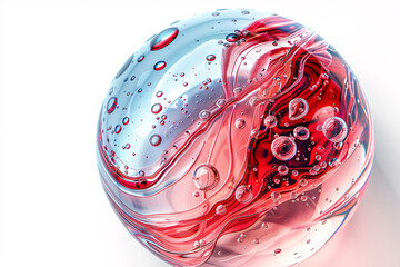 Large red and blue round bubble on a white background. Medical and beauty concept.